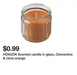 Ikea HÖKGÖK Scented candle in glass, Clementine & clove orange offer