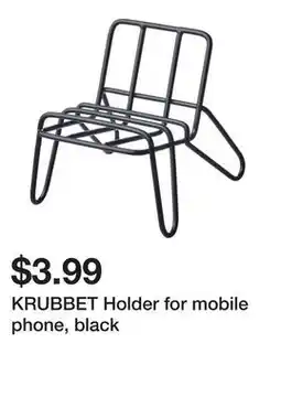 Ikea KRUBBET Holder for mobile phone, black offer