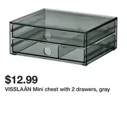 Ikea VISSLAÃ…N Mini chest with 2 drawers, gray offer