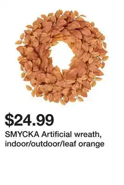 Ikea SMYCKA Artificial wreath, indoor/outdoor/leaf orange offer