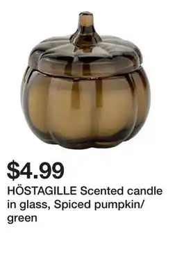 Ikea HÖSTAGILLE Scented candle in glass, Spiced pumpkin/green offer
