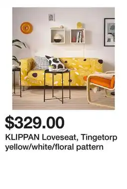 Ikea KLIPPAN Loveseat, Tingetorp yellow/white/floral pattern offer
