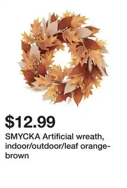Ikea SMYCKA Artificial wreath, indoor/outdoor/leaf orange-brown offer