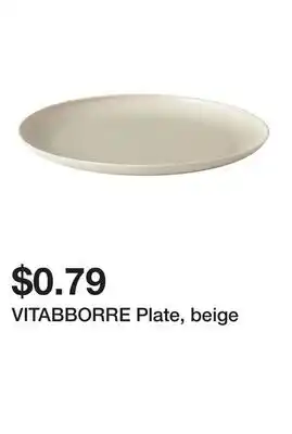 Ikea VITABBORRE Plate, beige offer