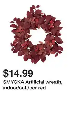 Ikea SMYCKA Artificial wreath, indoor/outdoor red offer