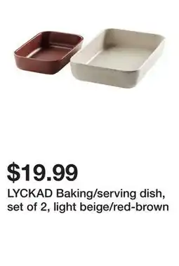 Ikea LYCKAD Baking/serving dish, set of 2, light beige/red-brown offer