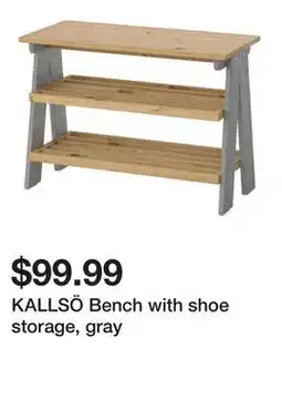Ikea KALLSÖ Bench with shoe storage, gray offer