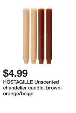 Ikea HÖSTAGILLE Unscented chandelier candle, brown-orange/beige offer