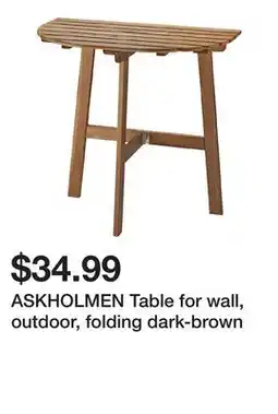 Ikea ASKHOLMEN Table for wall, outdoor, folding dark-brown offer