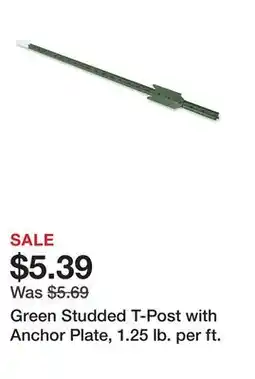 Tractor Supply Company Green Studded T-Post with Anchor Plate, 1.25 lb. per ft offer
