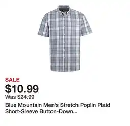 Tractor Supply Company Blue Mountain Men's Stretch Poplin Plaid Short-Sleeve Button-Down Shirt offer