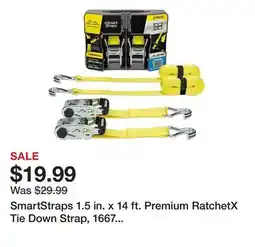 Tractor Supply Company SmartStraps 1.5 in. x 14 ft. Premium RatchetX Tie Down Strap, 1667 lb., Yellow, 2 pk offer