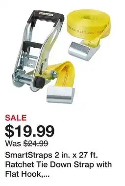 Tractor Supply Company SmartStraps 2 in. x 27 ft. Ratchet Tie Down Strap with Flat Hook, 3,333 lb., Yellow offer