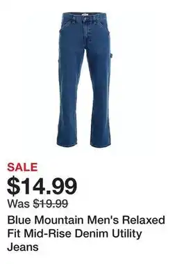 Tractor Supply Company Blue Mountain Men's Relaxed Fit Mid-Rise Denim Utility Jeans offer