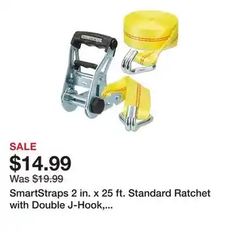 Tractor Supply Company SmartStraps 2 in. x 25 ft. Standard Ratchet with Double J-Hook, 1,667 lb., Yellow offer
