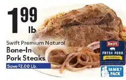Market Basket Swift Premium Natural Bone-In Pork Steaks offer