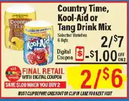 Market Basket Country Time, Kool-Aid or Tang Drink Mix offer