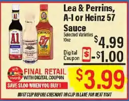 Market Basket Lea & Perrins, A-1 or Heinz 57 Sauce offer