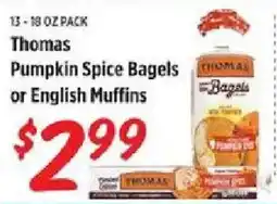 Rouses Thomas pumpkin spice bagels or english muffins offer