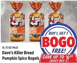 Rouses Dave's Killer Bread Pumpkin Spice Bagels offer
