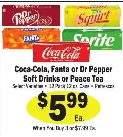 Sellers Bros Coca-Cola, Fanta or Dr Pepper Soft Drinks or Peace Tea offer