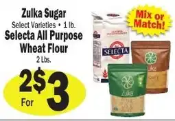 Sellers Bros Zulka Sugar, Selecta All Purpose Wheat Flour offer