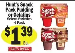 Sellers Bros Hunt's Snack Pack Pudding or Gelatins offer