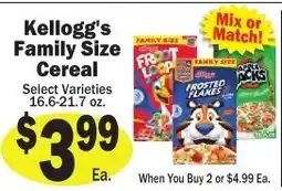 Sellers Bros Kellogg's Family Size Cereal offer