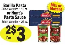 Sellers Bros Barilla Pasta or Hunt's Pasta Sauce offer