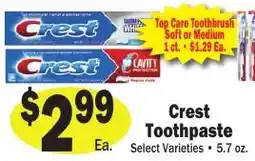 Sellers Bros Crest Toothpaste offer