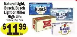Sellers Bros Natural Light, Busch, Busch Light or Miller High Life offer