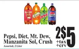 Baja Ranch Pepsi, Diet, Mt. Dew, Manzanita Sol, Crush offer