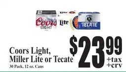 Baja Ranch Coors Light, Miller Lite or Tecate offer