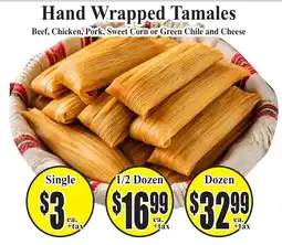 Baja Ranch Hand Wrapped Tamales offer