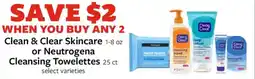 Fareway Clean & Clear Skincare or Neutrogena Cleansing Towelettes offer