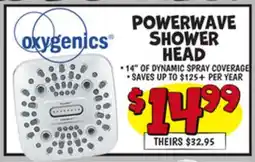 Ollie's OXYGENICS POWERWAVE SHOWER HEAD offer