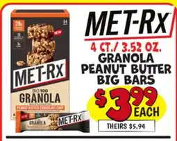 Ollie's MET-RX 4 CT./ 3.52 OZ. GRANOLA PEANUT BUTTER BIG BARS offer