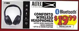 Ollie's ALTEC LANSING COMFORTQ WIRELESS HEADPHONES offer
