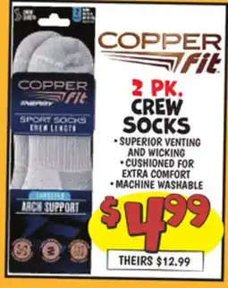 Ollie's COPPER FIT 2 PK. CREW SOCKS offer