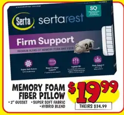 Ollie's SERTA MEMORY FOAM FIBER PILLOW offer