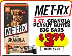 Ollie's MET-RX 4 CT. GRANOLA PEANUT BUTTER BIG BARS offer