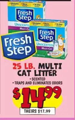 Ollie's 25 LB. FRESH STEP MULTI CAT LITTER offer