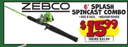 Ollie's ZEBCO 6' SPLASH SPINCAST COMBO offer