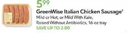 Publix GreenWise Italian Chicken Sausage offer