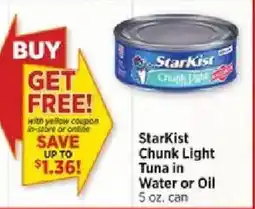 H-E-B Starkist Chunk Light Tuna in Water or Oil offer