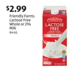 Aldi Friendly Farms Lactose Free Whole or 2% Milk offer