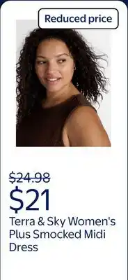 Walmart Terra & Sky Women's Plus Sleeveless Smocked Midi Dress offer