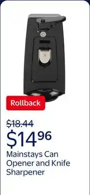 Walmart Mainstays Can Opener and Knife Sharpener, Bottle Opener with Removable Cutting Lever Black offer
