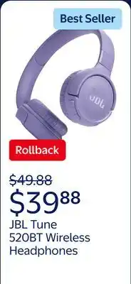 Walmart JBL Tune 520BT - Wireless on-ear headphones - Purple offer