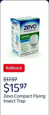 Walmart Zevo Compact Flying Insect Trap - 1 Plug In Device & 1 Cartridge offer